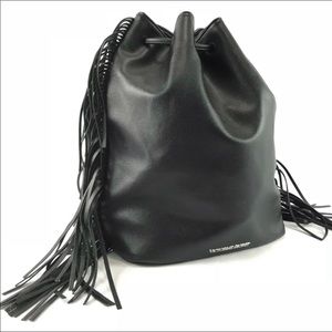 VICTORIAS SECRET Black Leather Fringe Backpack